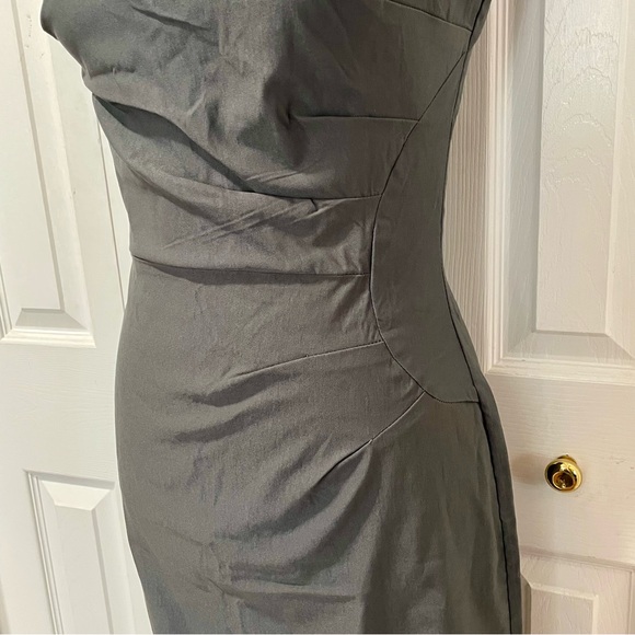 Chic One Shoulder Grey Ruched Dress Size Large - Picture 2 of 8